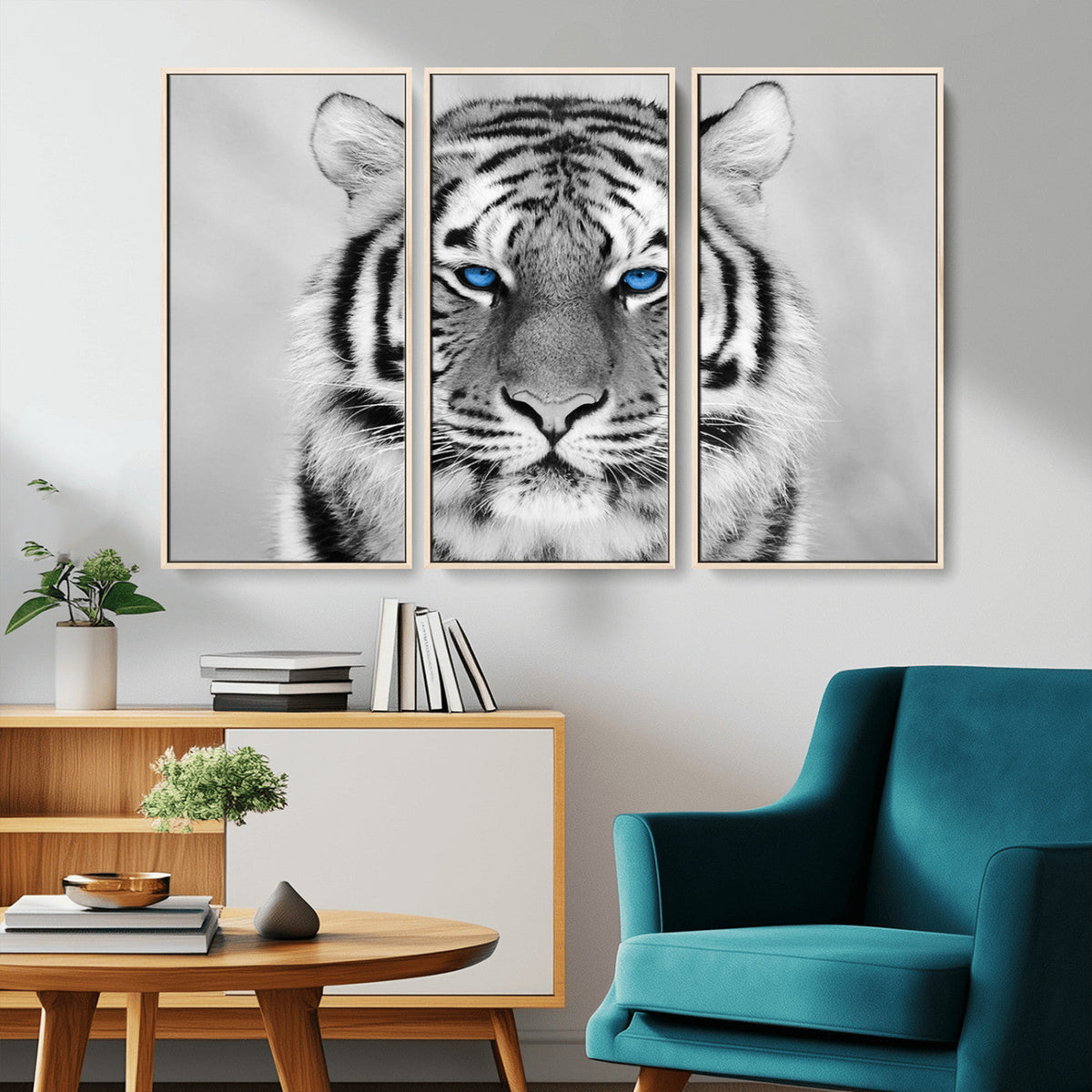 Black and White Tiger Wall Art Animal Canvas Print