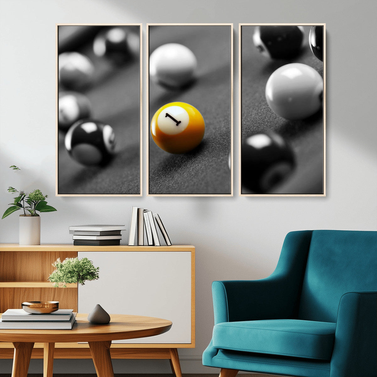 Wall Art Pool Table and Balls Canvas Print