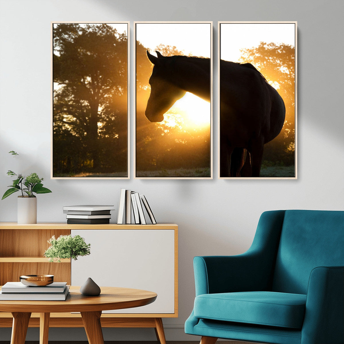Horse at Sunset Wall Art Animal Canvas Print