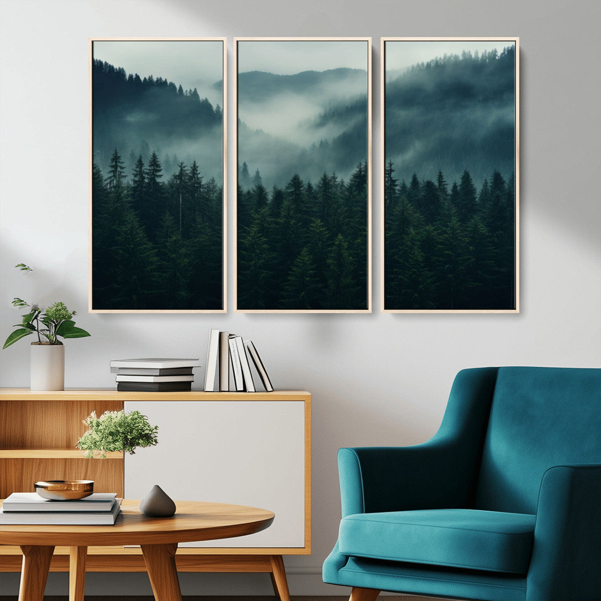 Captivating Misty Forest Wall Art Premium Canvas Print,