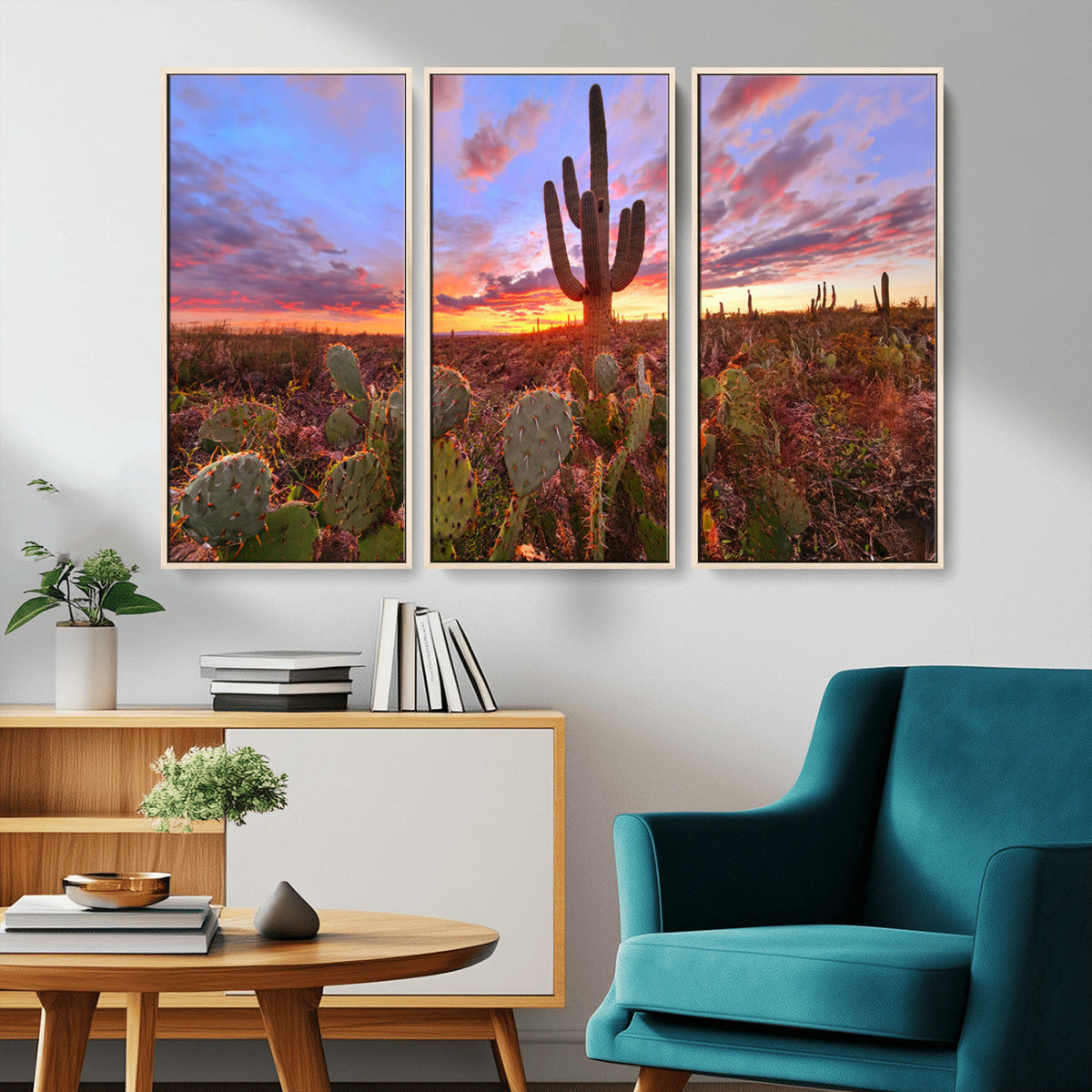 Arizona Desert Wall Art Canvas Print - Framed Deser Sunset
