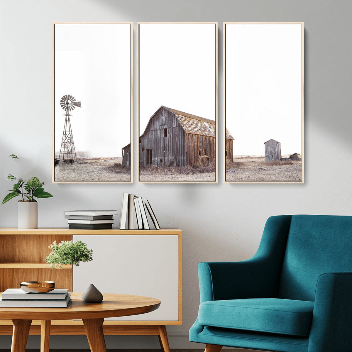 Set of 3 Rustic Farmhouse Wall Art Prints – Country Barn,