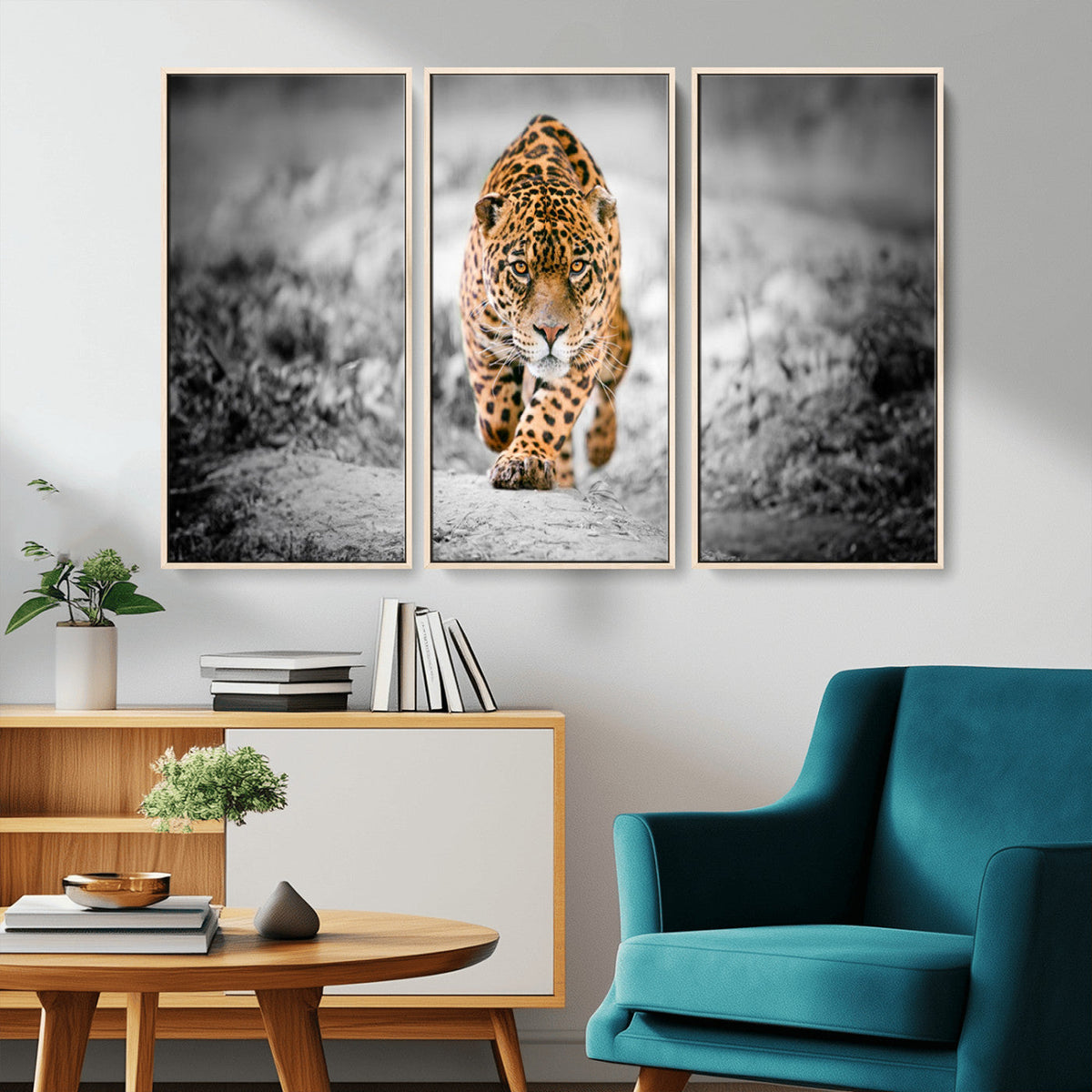 Jaguar Wall Art Canvas Print - Majestic Big Cat in Focused