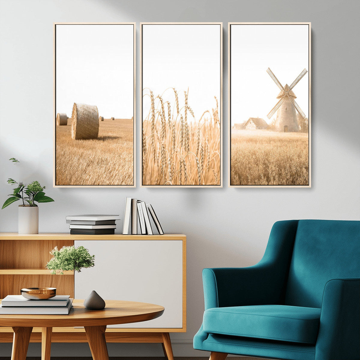Vintage Farmhouse Triptych Wall Art – Giclée Canvas