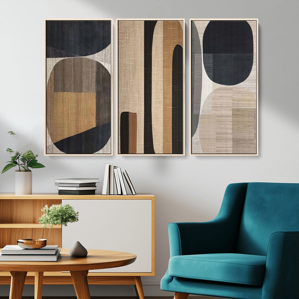Abstract Minimalist Canvas Wall Art - Neutral Geometric