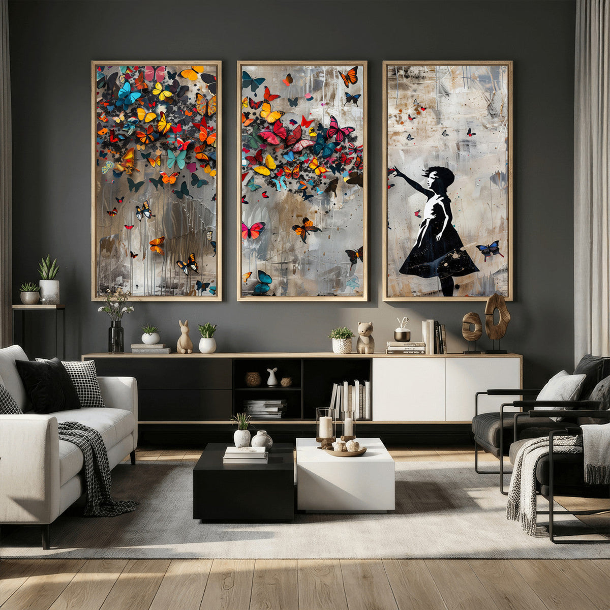 Banksy Wall Art - Banksy Girl and Butterfly Explosion Wall