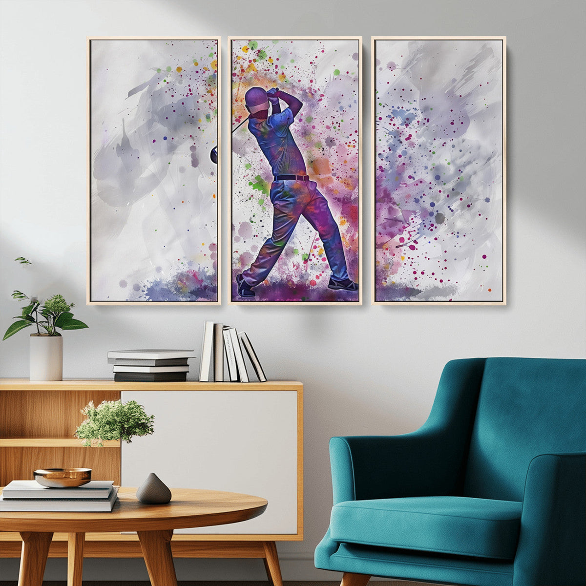 Watercolor Golf Swing Wall Art Canvas Print | Vibrant