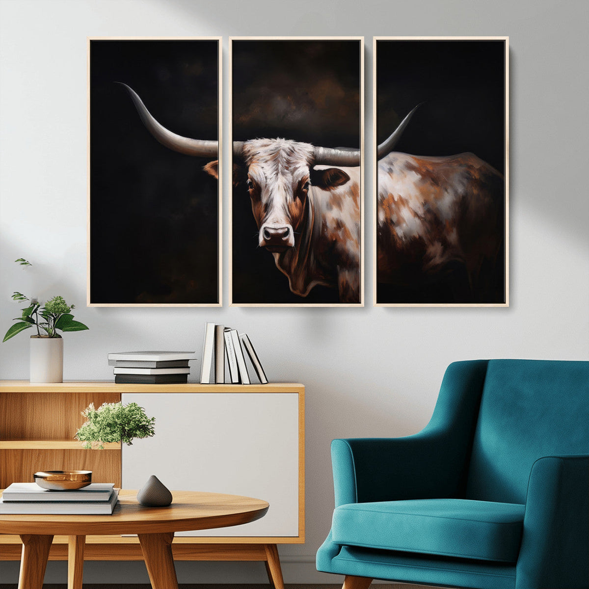 Texas Longhorn Wall Art Canvas Print | Western Ranch Decor |