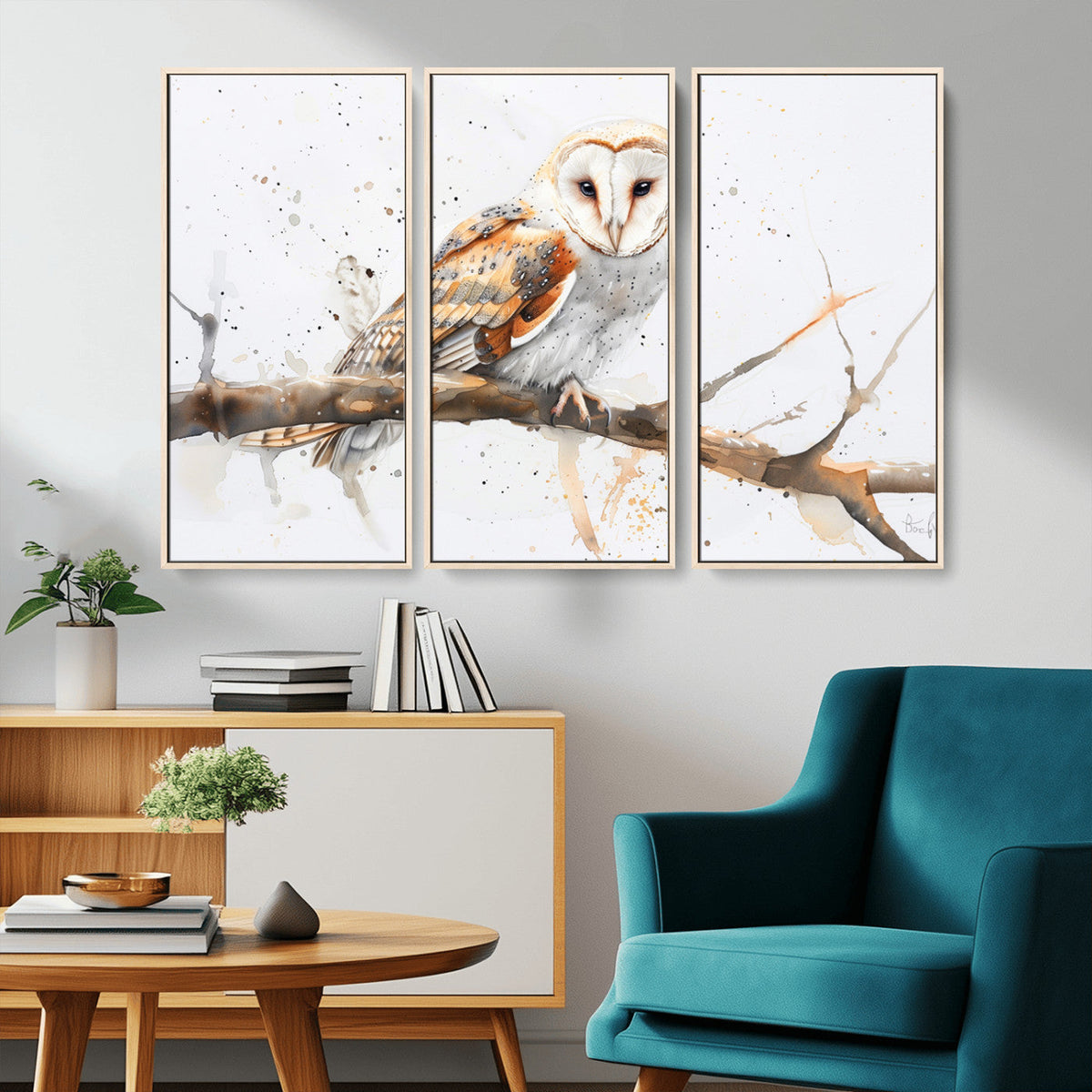 Barn Owl Wall Art on Branch | Stunning Canvas Print for