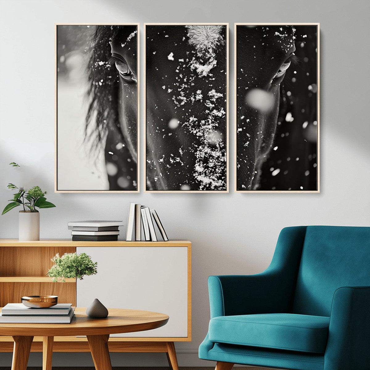 Winter Horse Snow Wall Art Canvas Print