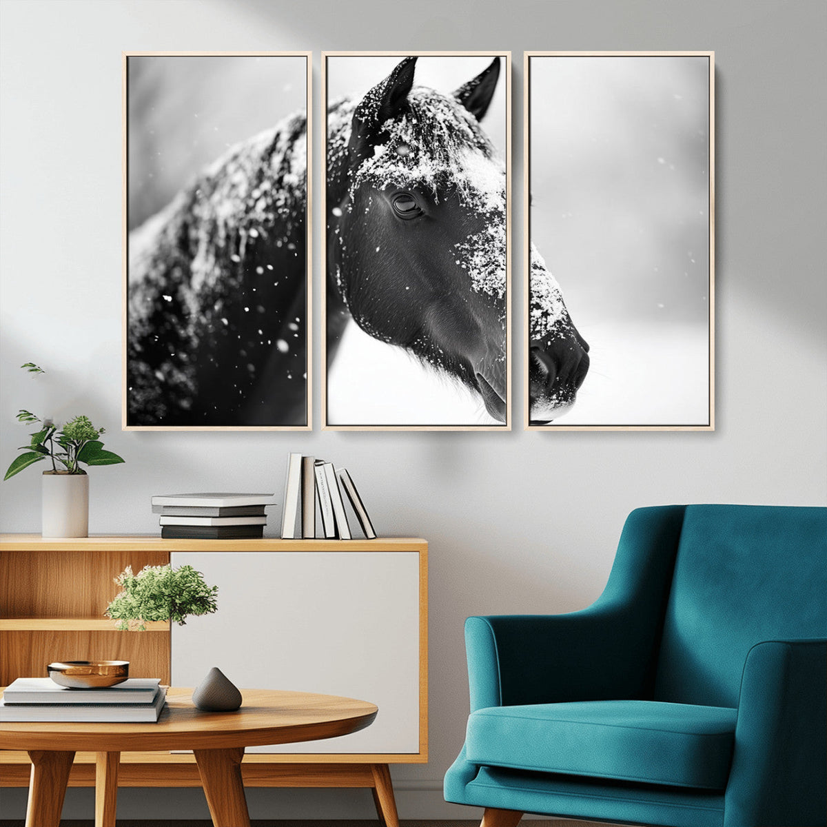 Horse Canvas Print - Winter Horse Snow Wall Art Canvas Print