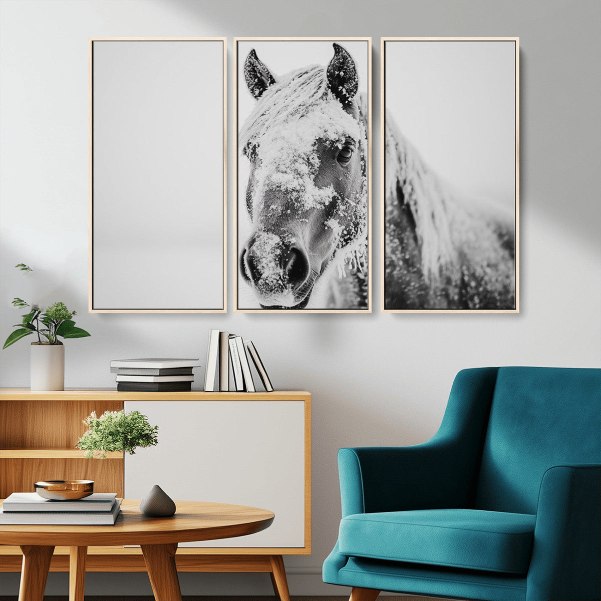 White Horse Wall Art | Ready to Hang and Framed | Winter