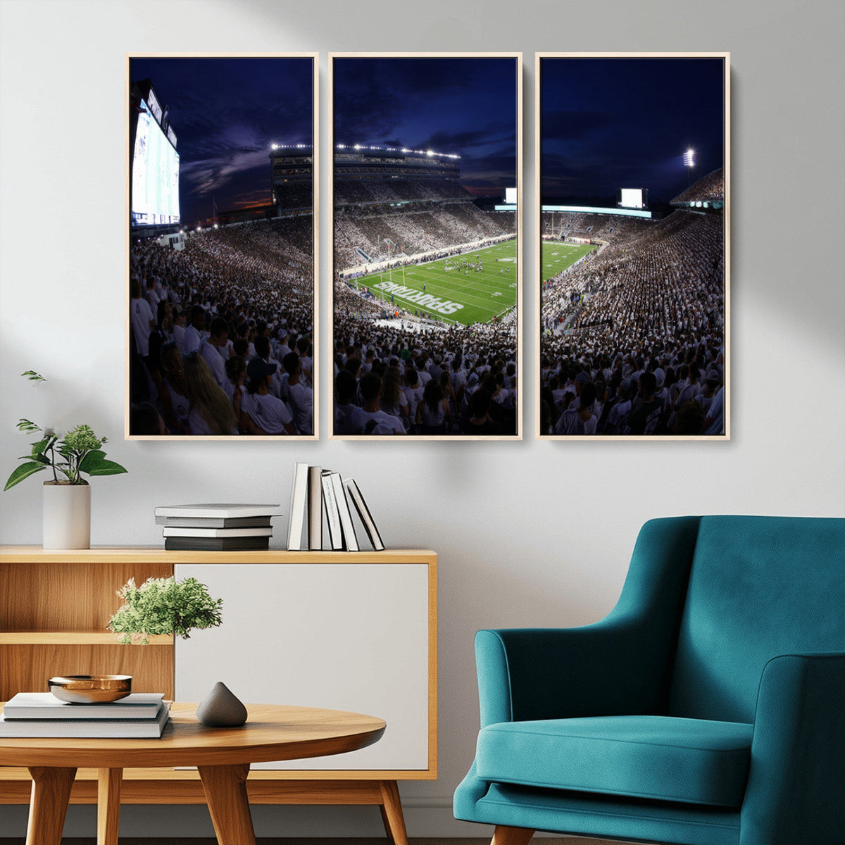 Michigan State Spartans Canvas, Framed Football Team Print -