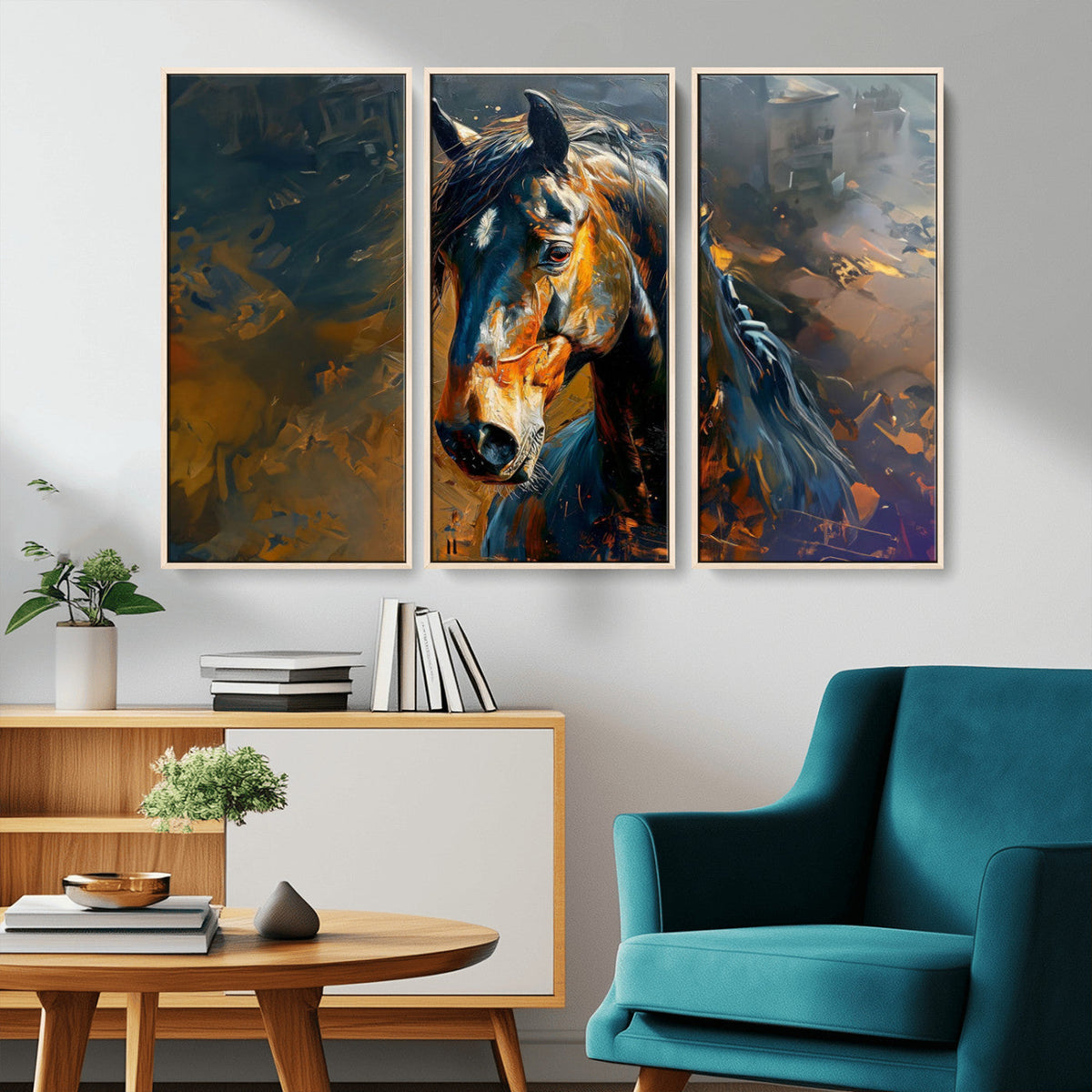 Abstract Horse Wall Art Canvas Print | Farmhouse Wall Decor
