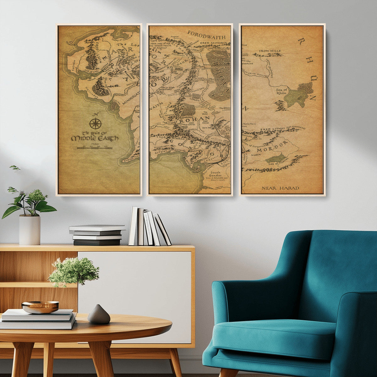 Middle Earth Map Canvas Wall Art – Vintage Fantasy Map