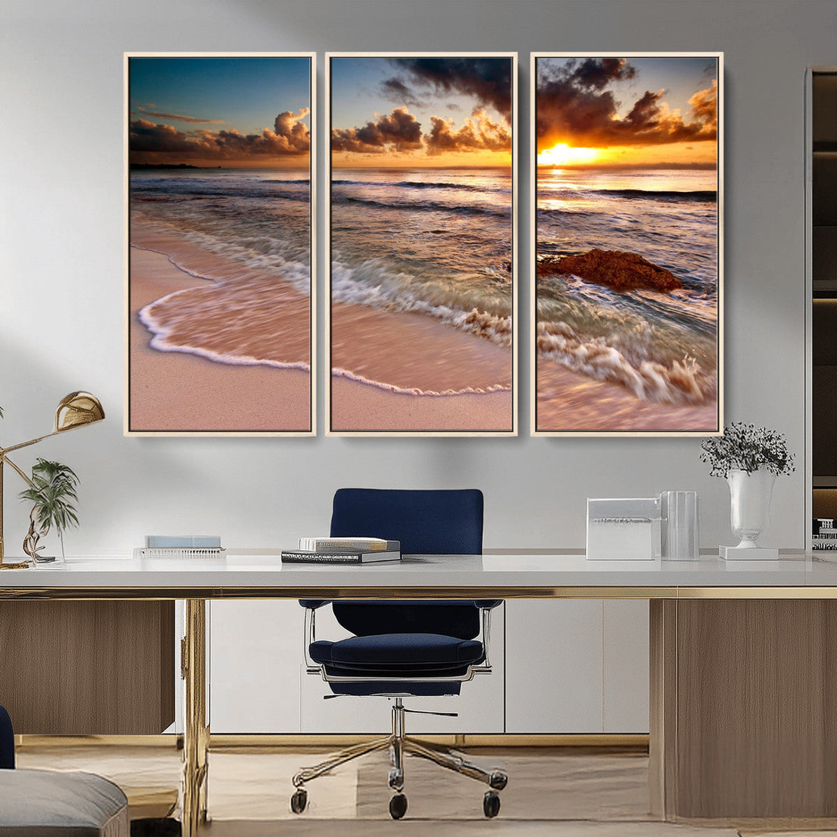 Sunset on Ocean Wall Art Canvas Print