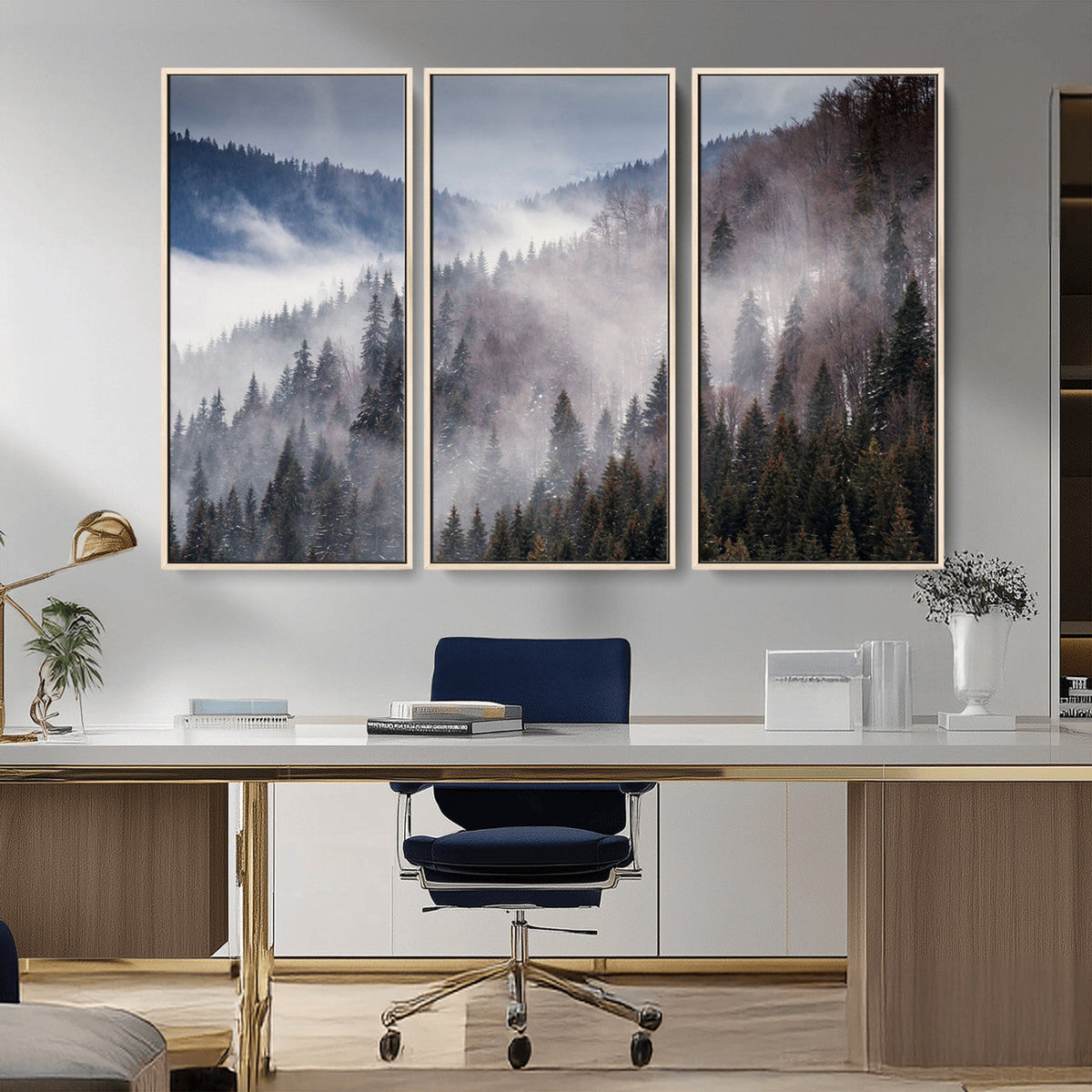 Beautiful Rising Fog in Winter Mountain Landscape- Framed