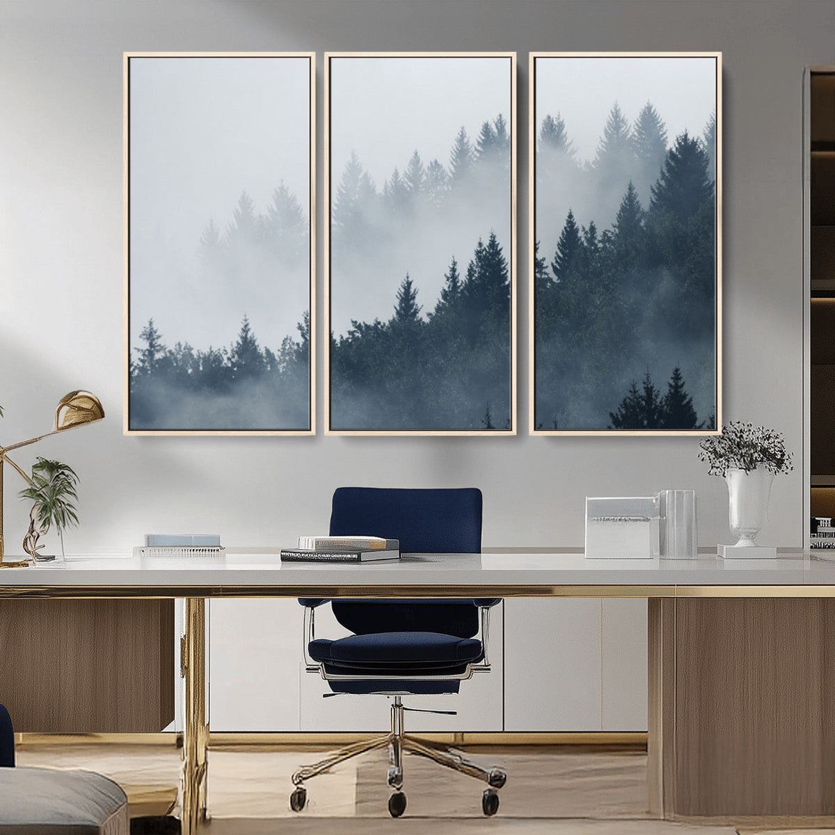 Foggy Pine Forest Wall Art Canvas Print