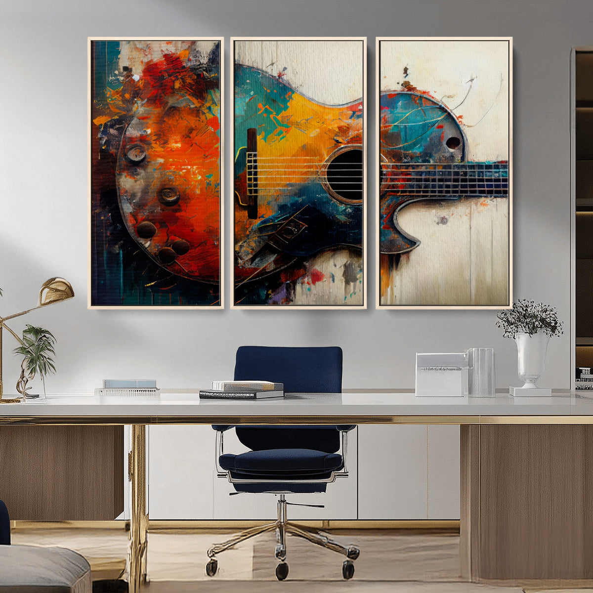 Abstract Guitar Wall Art Canvas | Vibrant Music-Inspired Art