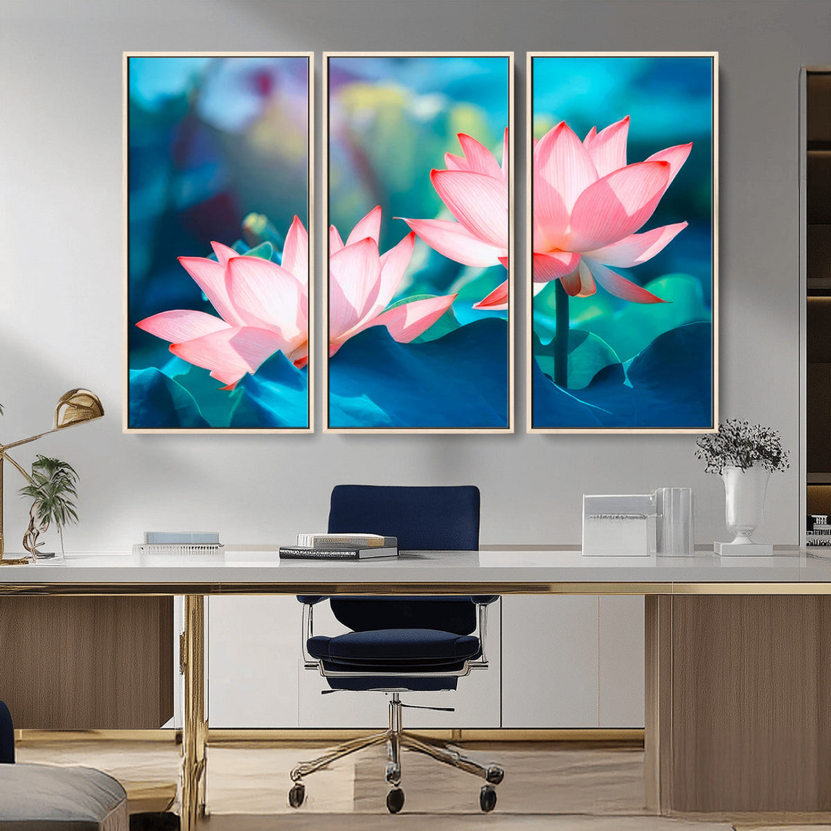 Pink Lotus Flower Canvas Wall Art | Vibrant Floral Wall