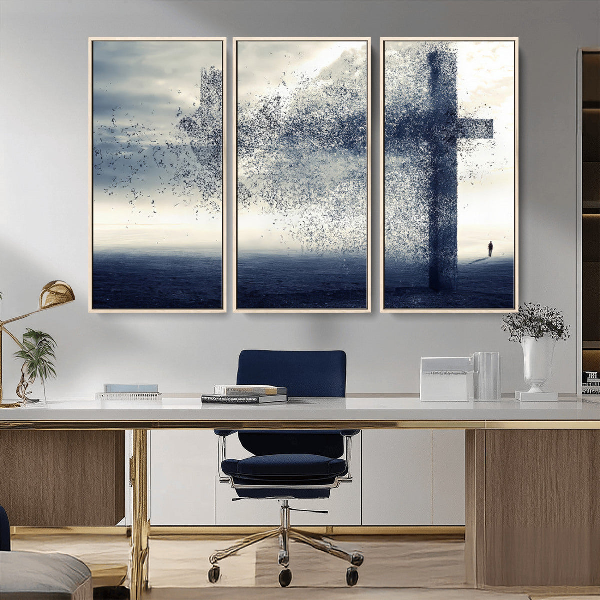 Jesus and the Fading Cross Wall Art Print – Symbol of Faith,