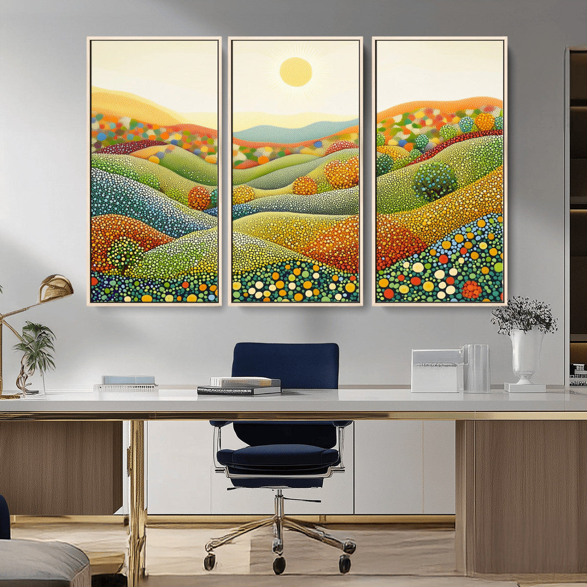 YAYOI KUSAMA Wall Art - Colorful Dot Art Landscape Canvas,
