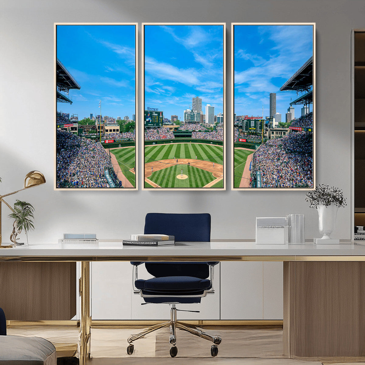 Wrigley Field Chicago Cubs Panoramic Art Multi-Piece Canvas