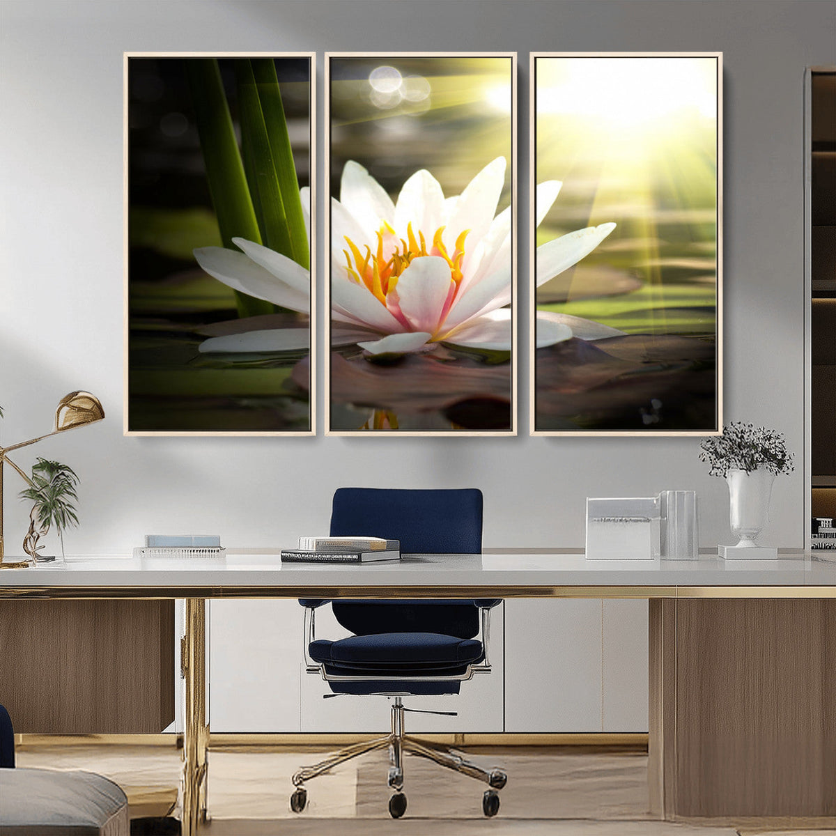 Lotus Flower Wall Art Canvas Print, Water Lily Large Wall