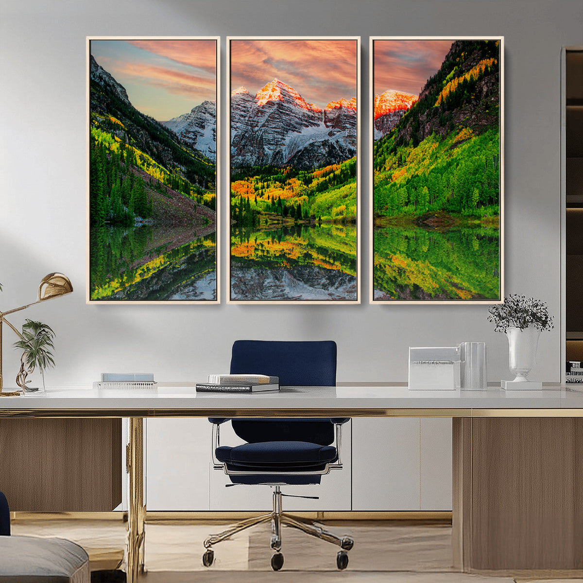 Maroon Bells Lake Wall Art Canvas Print – Framed Majestic