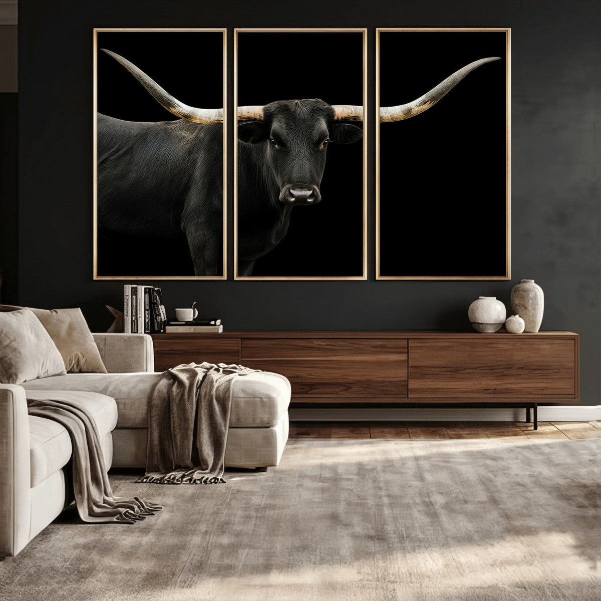 Longhorn Cattle Wall Art Canvas Print – Framed Texas Ranch