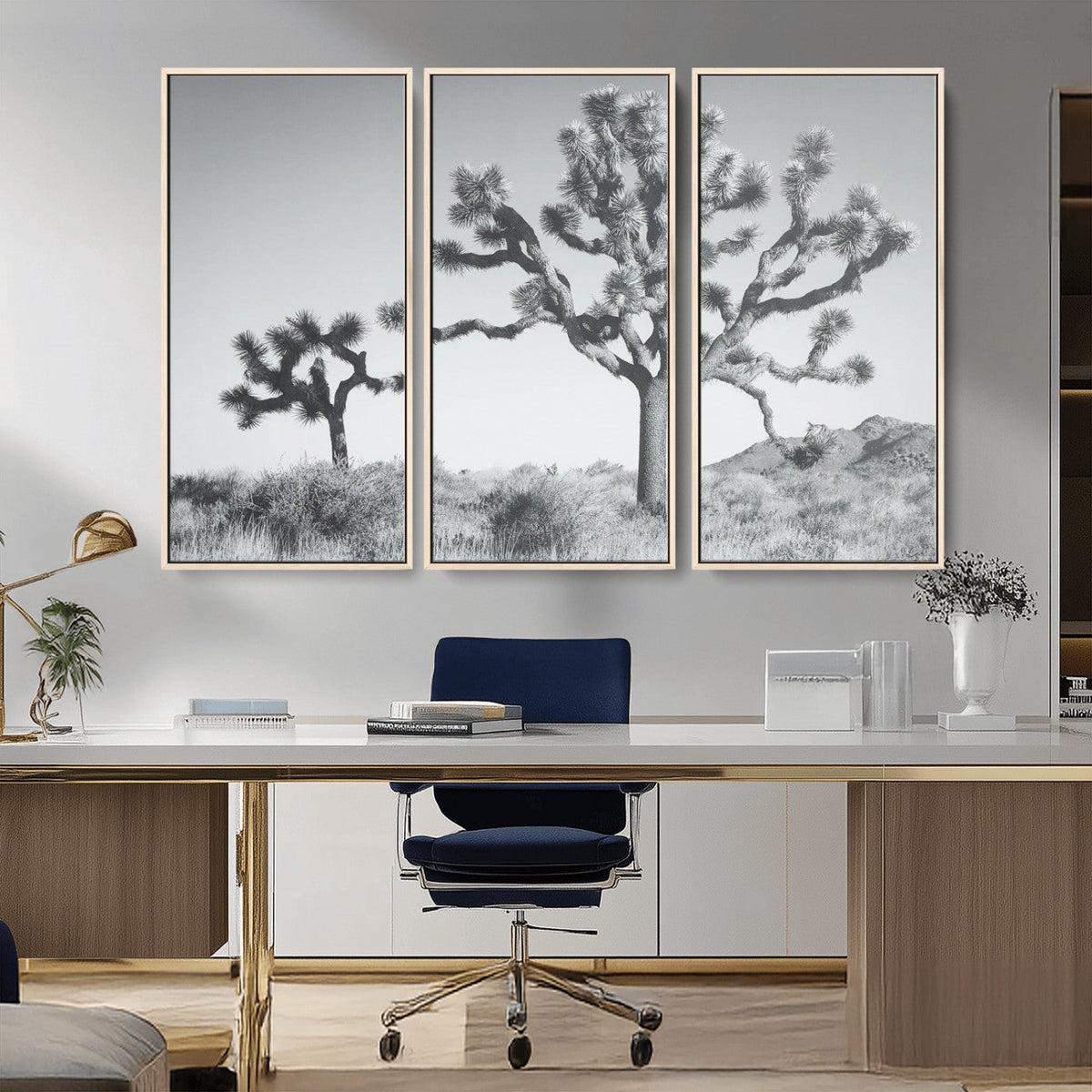 Joshua Tree Wall Art Canvas Print – Framed Black White