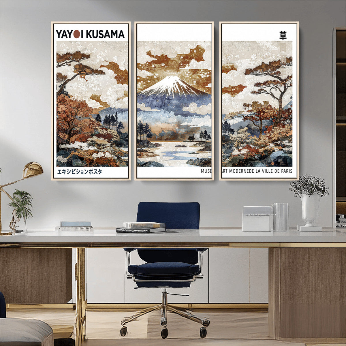 Modern Japanese Wall Art Canvas Print – Framed Abstract