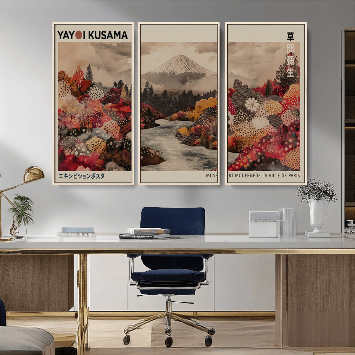 Modern Japanese Wall Art Canvas Print – Framed Abstract