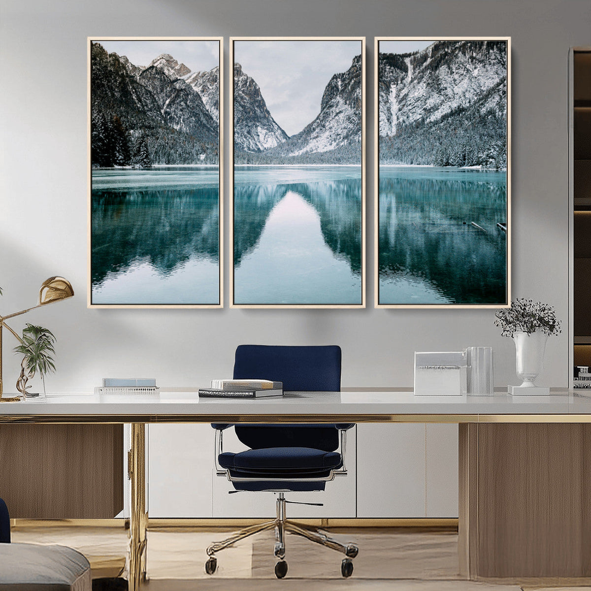 Mountain Lake Wall Art Canvas Print – Framed Toblacher See