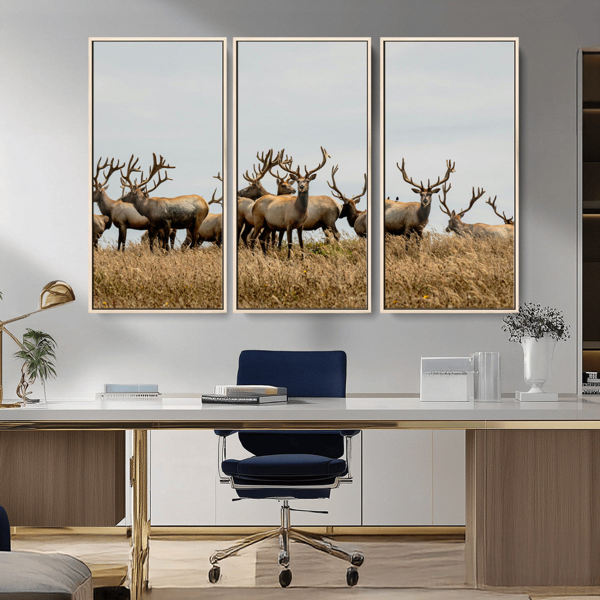 Elk Herd Wall Art Canvas Print – Framed Wildlife Photography