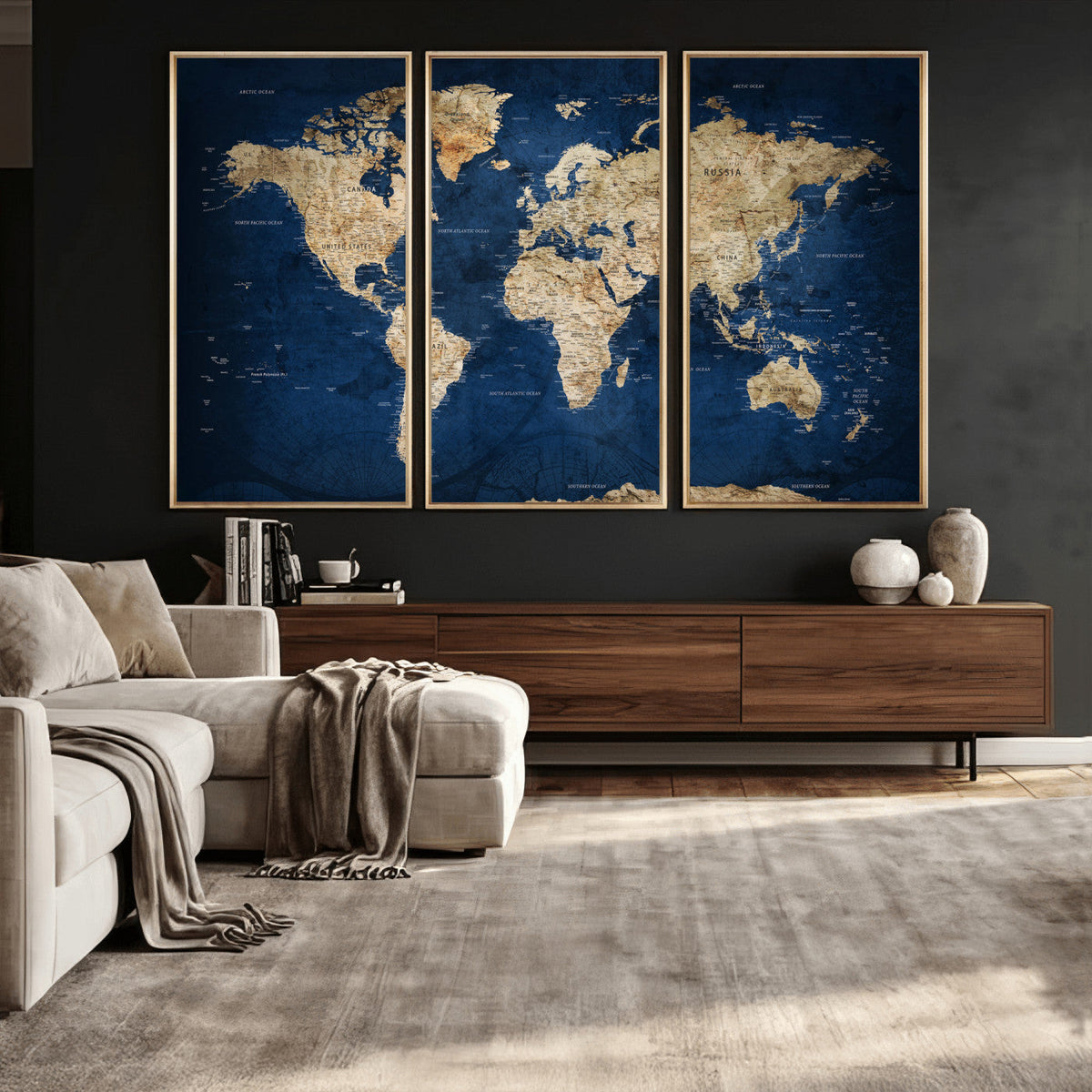 World Map Canvas Print – Framed Travel Map Wall Art for