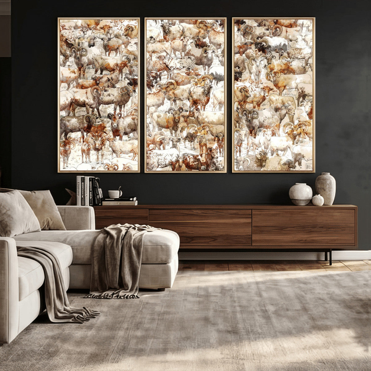 Farmhouse Bighorn Sheep Wall Art Canvas Print - Abstract