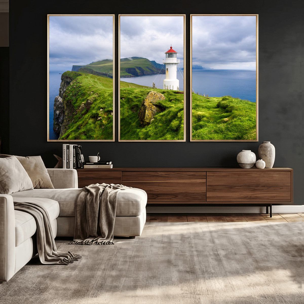 Cliffside Lighthouse Wall Art Canvas Print – Coastal