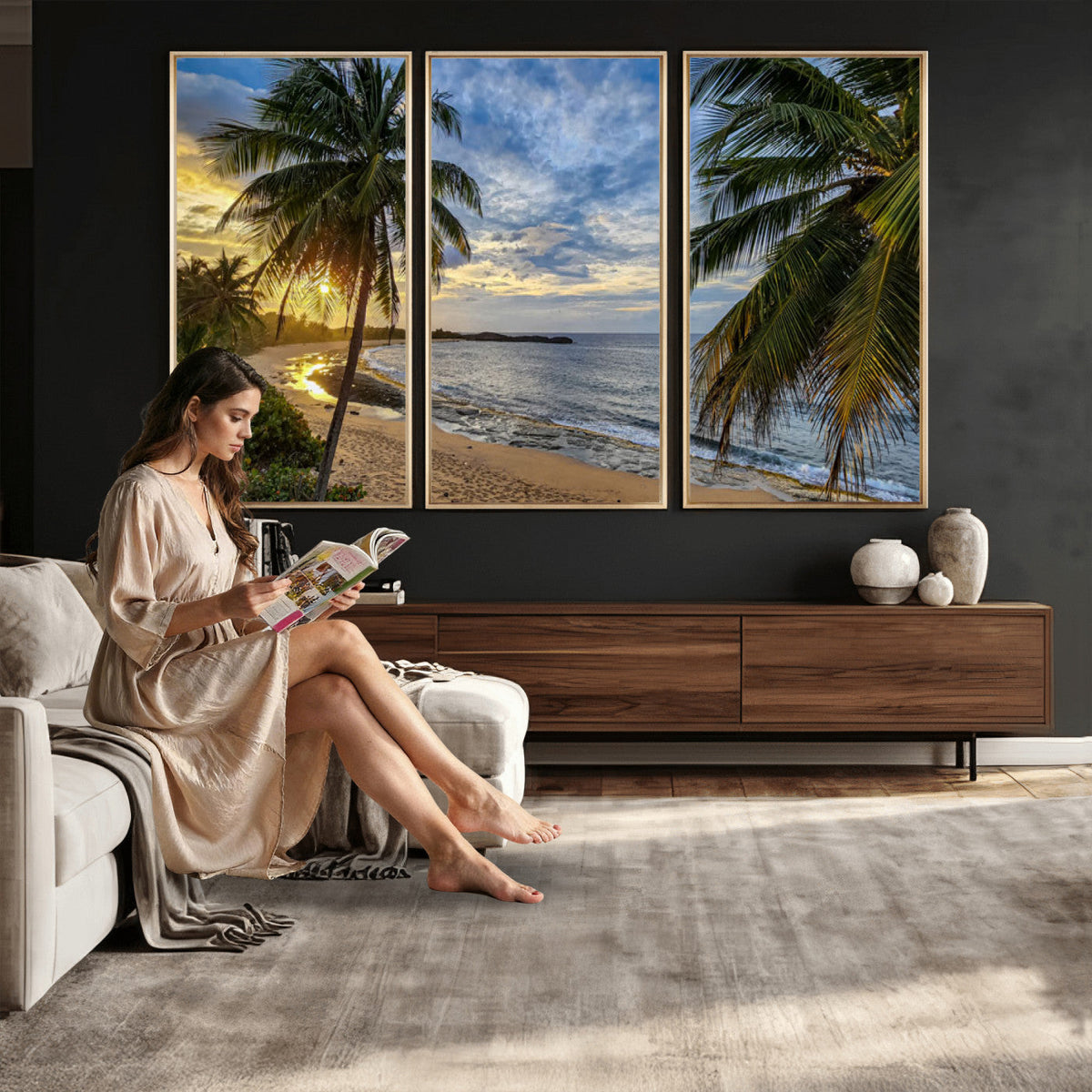 Mar Chiquita Beach Puerto Rico Canvas Wall Art, Manati Caribbean Coastal Photography Print, Tropical Ocean Sunset Decor