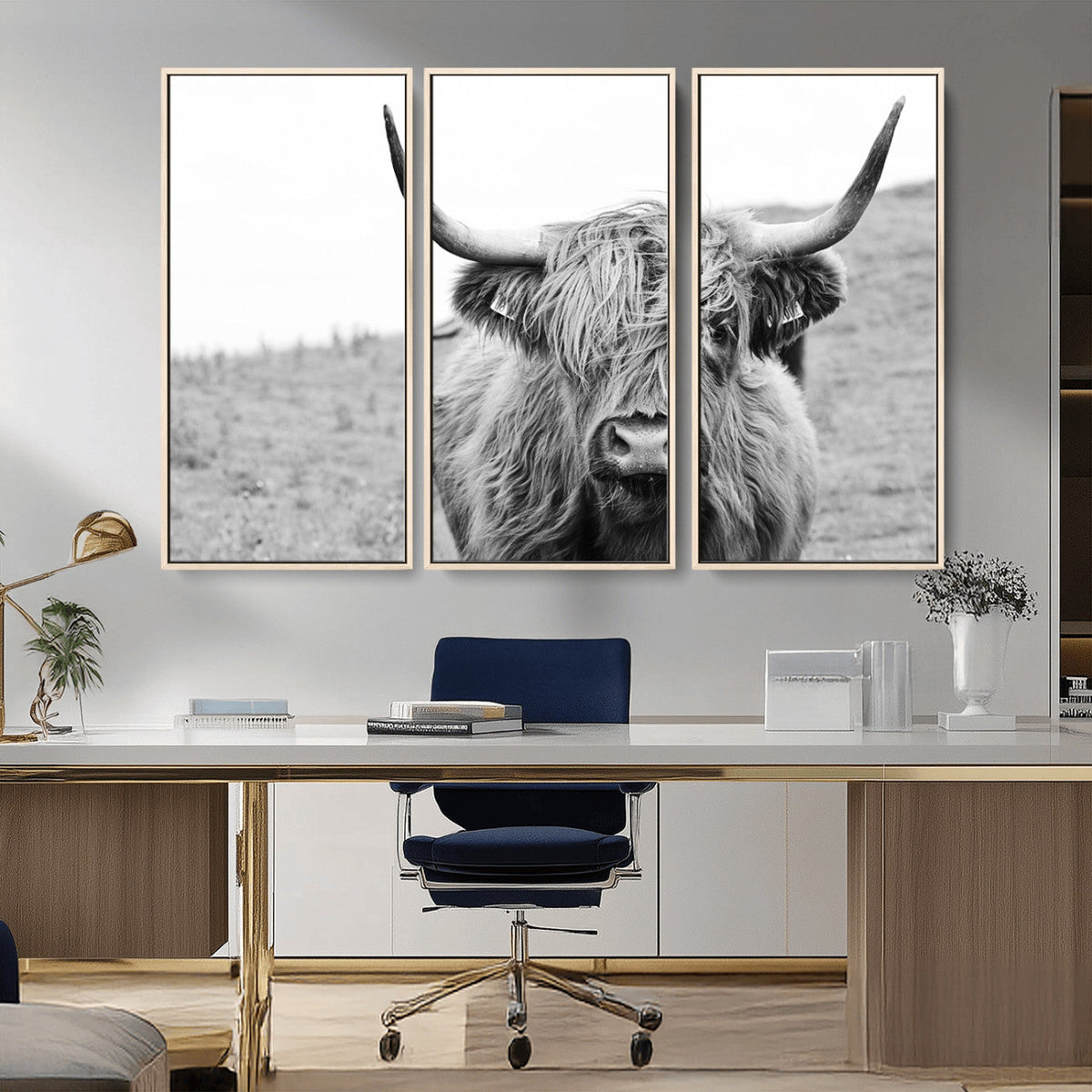 Newfoundland Cow Art Wall Art, Black White Cow Art Wall Art