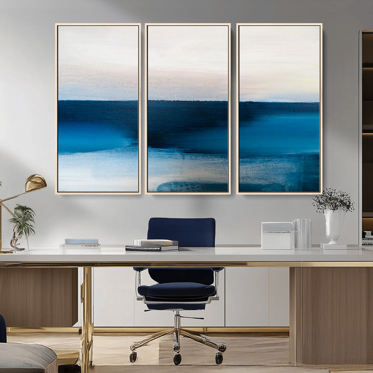 Dark Blue Abstract Wall Art Canvas Print