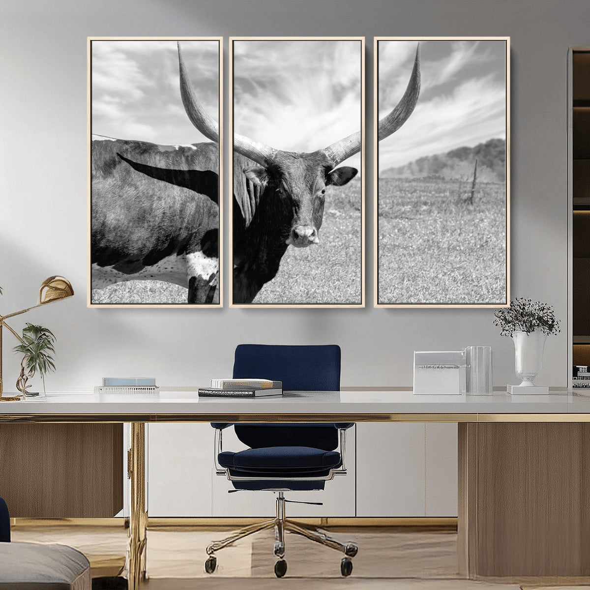 Cattle Wall Art Longhorn Cow Canvas Print
