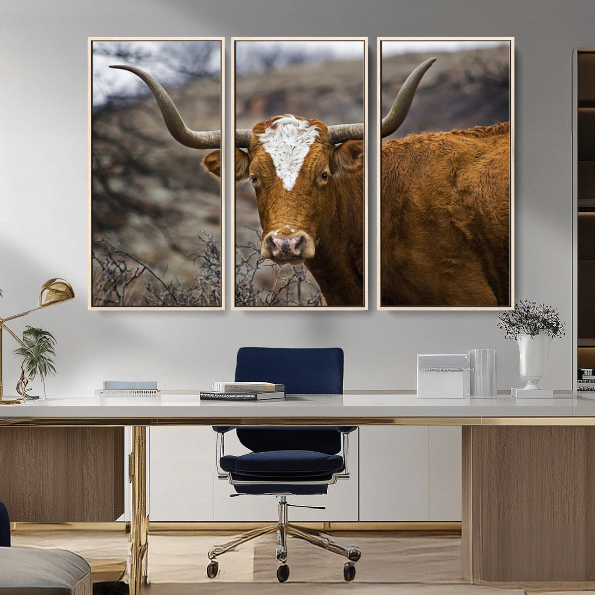 Texas Longhorn Canvas Wall Art - Longhorn Steer Canvas Wall
