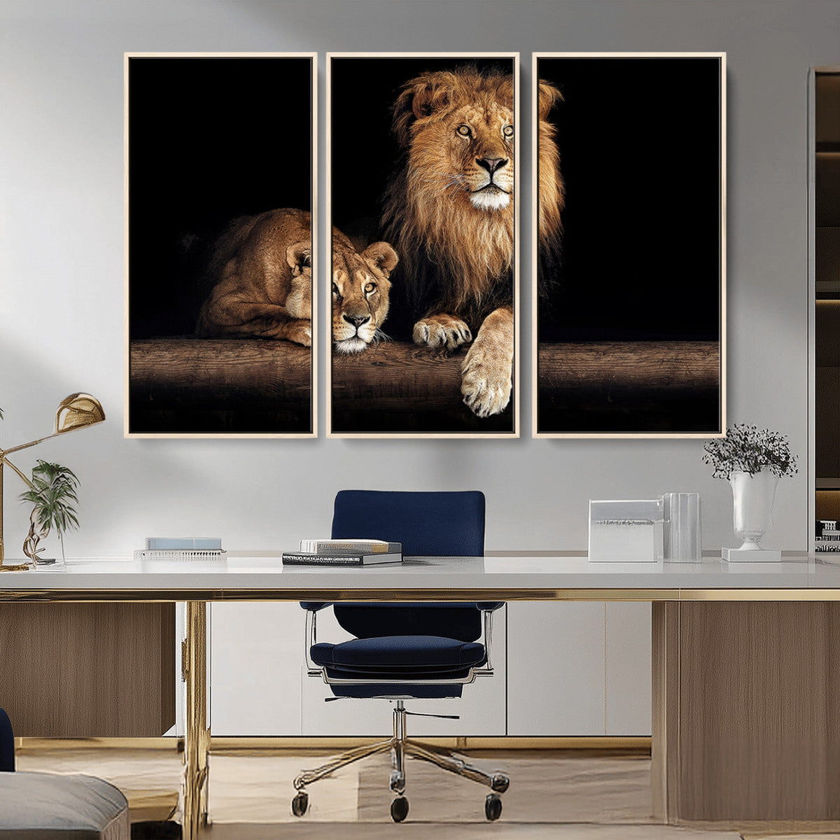Lion Canvas Wall Art – Majestic Animal Print Artwork for