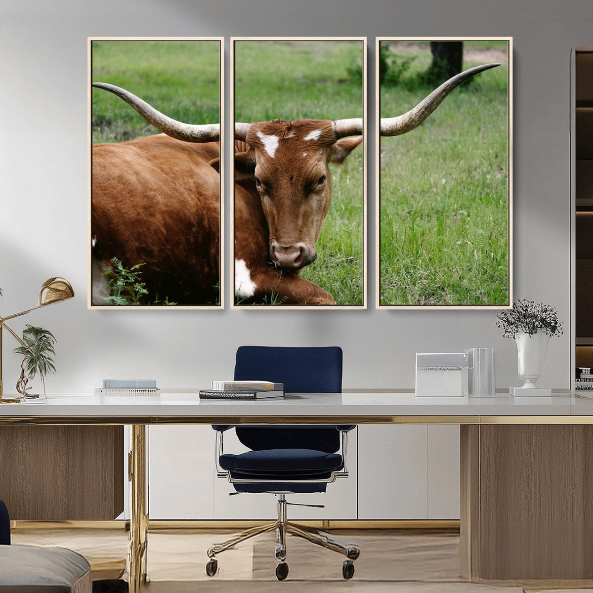 Longhorn Cow Animal Wall Art Canvas Print
