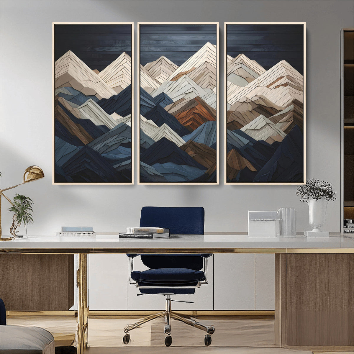 Mountain Wall Art – Modern Geometric Landscape Canvas Print,