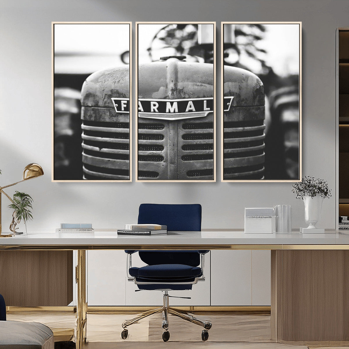 Vintage Farmall Tractor Wall Art Canvas Print, Rustic