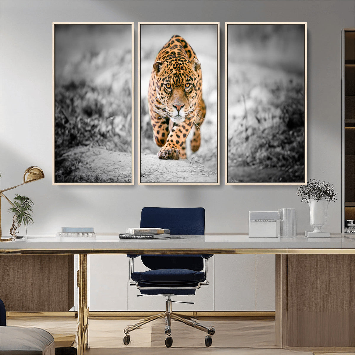 Jaguar Wall Art Canvas Print - Majestic Big Cat in Focused