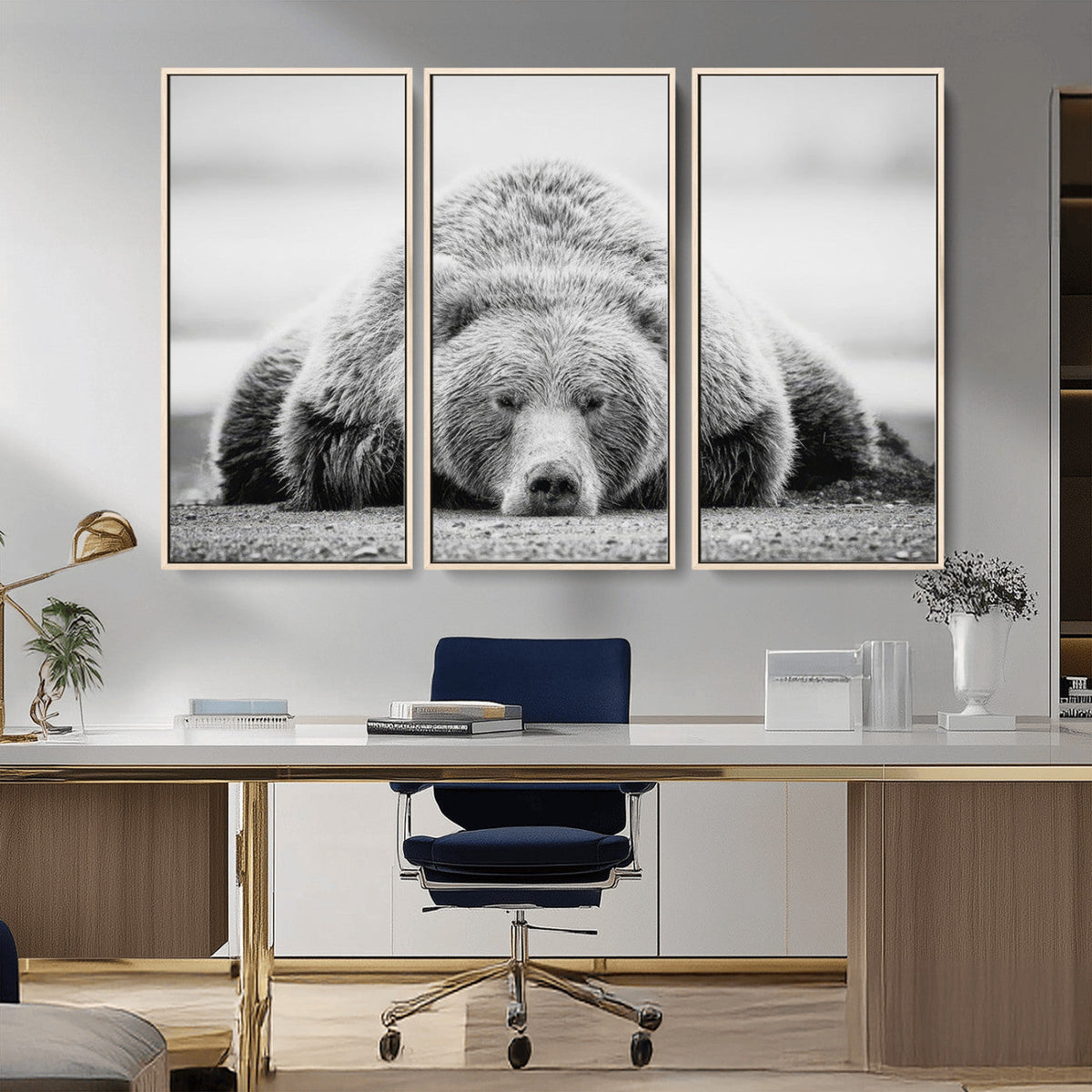 Resting Grizzly Bear Wall Art Canvas Print – Majestic Lazy