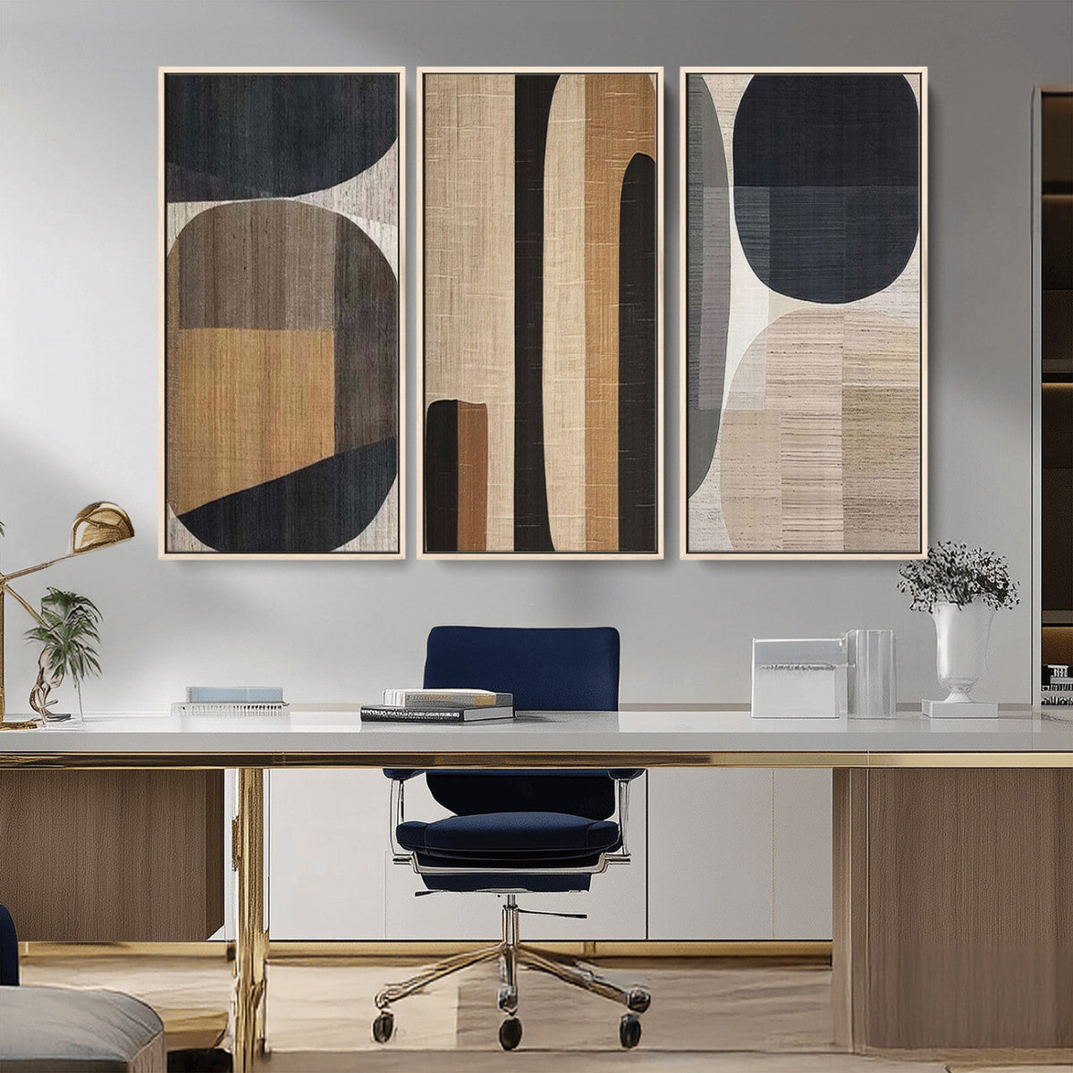 Abstract Minimalist Canvas Wall Art - Neutral Geometric